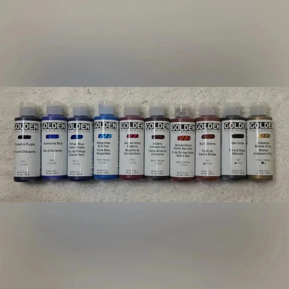 🎨 Lot of 30 🎨 GOLDEN FLUID ACRYLIC PAINT 4oz BOTTLES  No Duplicate Color… - Picture 5 of 5